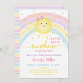 Sonnenschein Rainbow Pink Gold Pastel Babydusche Einladung (Vorne/Hinten)