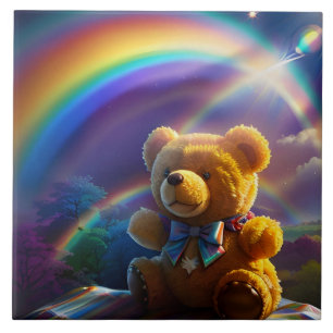 Sonnenschein Regenbogen Teddybär Wunderland Fliese