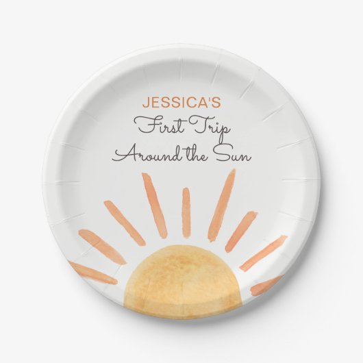 Sonnenschein-Regenbogenreise Rund um die Sonne 1. Pappteller (Vorderseite)