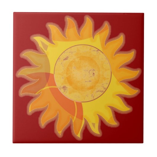 Sonnenschein-Rot-Fliese Fliese (Vorderseite)