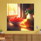 Sonnenschein-Schüssel mit Obst und Blume 10 Leinwanddruck (Insitu (Wohnzimmer))