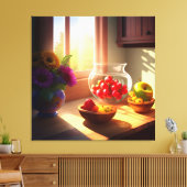 Sonnenschein-Schüssel mit Obst und Blume 11 Leinwanddruck (Insitu (Wohnzimmer))