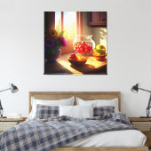 Sonnenschein-Schüssel mit Obst und Blume 11 Leinwanddruck (Insitu (Schlafzimmer))