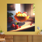 Sonnenschein-Schüssel mit Obst und Blume 4 Leinwanddruck (Insitu (Wohnzimmer))