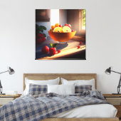 Sonnenschein-Schüssel mit Obst und Blume 4 Leinwanddruck (Insitu (Schlafzimmer))