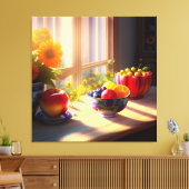Sonnenschein-Schüssel mit Obst und Blume 6 Leinwanddruck (Insitu (Wohnzimmer))
