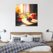 Sonnenschein-Schüssel mit Obst und Blume 6 Leinwanddruck (Insitu (Schlafzimmer))