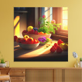 Sonnenschein-Schüssel mit Obst und Blume 7 Leinwanddruck (Insitu (Wohnzimmer))