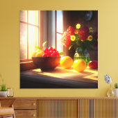 Sonnenschein-Schüssel mit Obst und Blume 8 Leinwanddruck (Insitu (Wohnzimmer))