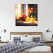 Sonnenschein-Schüssel mit Obst und Blume 8 Leinwanddruck (Insitu (Schlafzimmer))