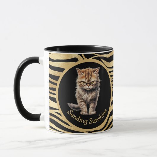 Sonnenschein senden oder Ihren Text lustige Tabby Tasse (Links)