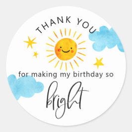 Sonnenschein so hell Kindergeburtstag Gastgeschenk Runder Aufkleber