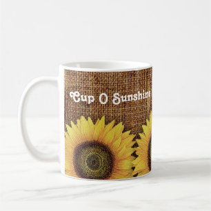 Sonnenschein-Sonnenblume-Vintage LeinenTasse der Kaffeetasse