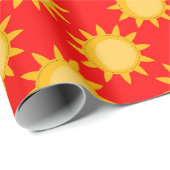 Sonnenschein-Sonnendesign auf Rot Geschenkpapier (Rolleneckpunkt)