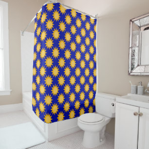 Sonnenschein-Sonnenmuster-Design auf Blau Duschvorhang