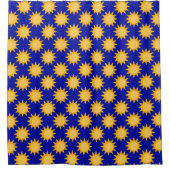 Sonnenschein-Sonnenmuster-Design auf Blau  Duschvorhang (Vorderseite)