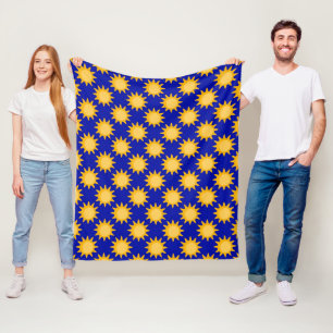 Sonnenschein-Sonnenmuster-Design auf Blau Fleecedecke