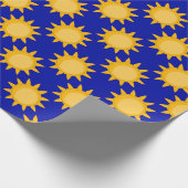 Sonnenschein-Sonnenmuster-Design auf Blau Geschenkpapier (Ecke)