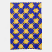 Sonnenschein-Sonnenmuster-Design auf Blau  Geschirrtuch (Vertikal)