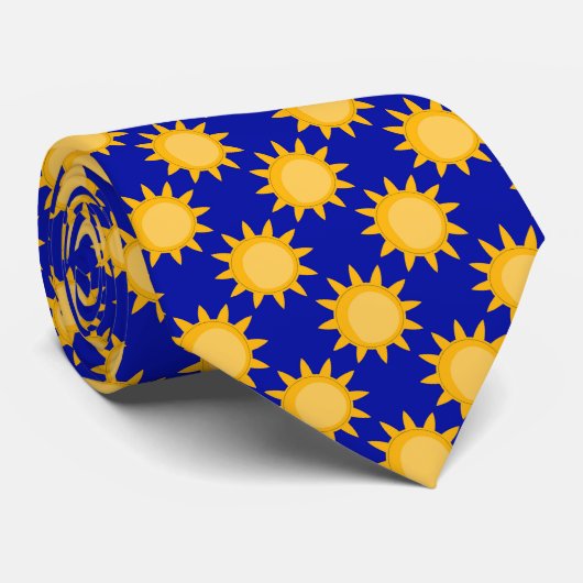 Sonnenschein-Sonnenmuster-Design auf Blau Krawatte (Gerollt)