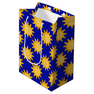 Sonnenschein-Sonnenmuster-Design auf Blau  Mittlere Geschenktüte