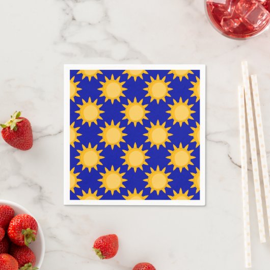 Sonnenschein-Sonnenmuster-Design auf Blau Serviette (Beispiel)
