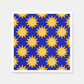 Sonnenschein-Sonnenmuster-Design auf Blau Serviette (Vorderseite)