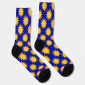 Sonnenschein-Sonnenmuster-Design auf Blau Socken (Rechts)