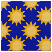 Sonnenschein-Sonnenmuster-Design auf Blau  Stoff (Nahaufnahme)