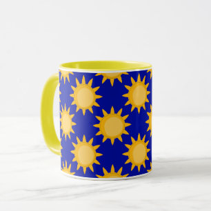 Sonnenschein-Sonnenmuster-Design auf Blau  Tasse