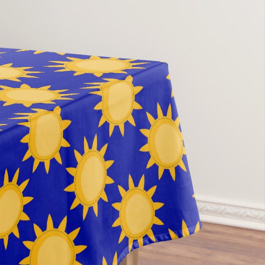 Sonnenschein-Sonnenmuster-Design auf Blau  Tischdecke (Beispiel)