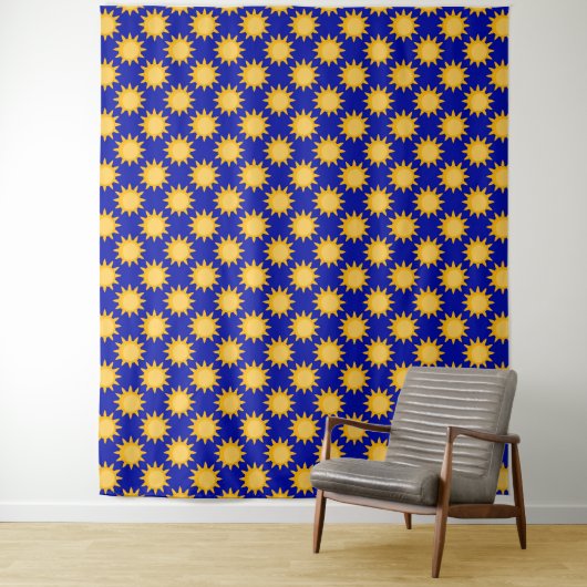 Sonnenschein-Sonnenmuster-Design auf Blau Wandteppich (Beispiel)