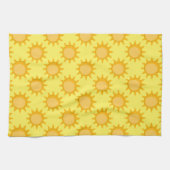 Sonnenschein-Sonnenmuster-Design auf Gelb Geschirrtuch (Horizontal)