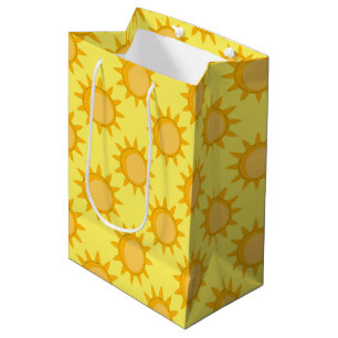 Sonnenschein-Sonnenmuster-Design auf Gelb  Mittlere Geschenktüte