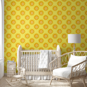 Sonnenschein-Sonnenmuster-Design auf Gelb  Tapete