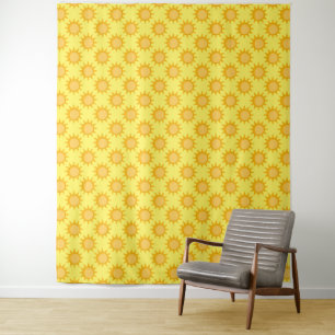 Sonnenschein-Sonnenmuster-Design auf Gelb Wandteppich