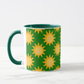 Sonnenschein-Sonnenmuster-Design auf Grün Tasse (Links)