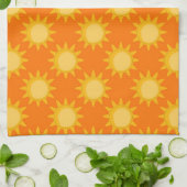 Sonnenschein-Sonnenmuster-Design auf Orange Geschirrtuch (Gefaltet)