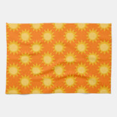 Sonnenschein-Sonnenmuster-Design auf Orange Geschirrtuch (Horizontal)