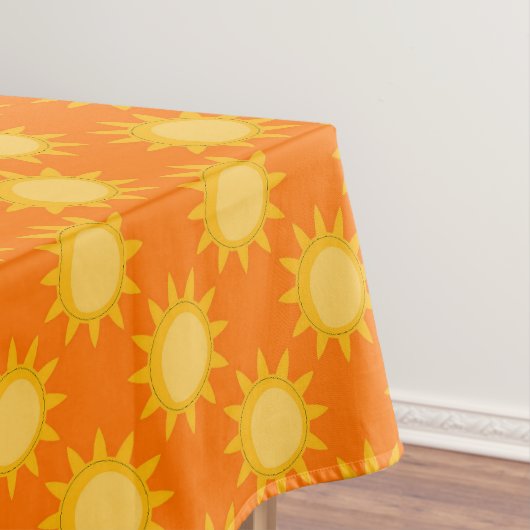 Sonnenschein-Sonnenmuster-Design auf Orange Tischdecke (Beispiel)