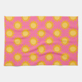Sonnenschein-Sonnenmuster-Design auf Rosa Geschirrtuch (Horizontal)