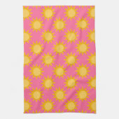 Sonnenschein-Sonnenmuster-Design auf Rosa Geschirrtuch (Vertikal)
