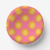 Sonnenschein-Sonnenmuster-Design auf Rosa Pappteller (Vorderseite)