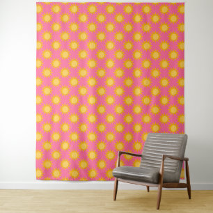 Sonnenschein-Sonnenmuster-Design auf Rosa Wandteppich