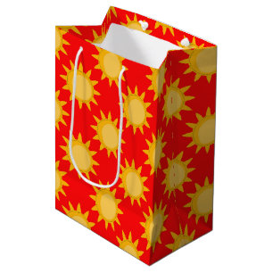 Sonnenschein-Sonnenmuster-Design auf Rot Mittlere Geschenktüte