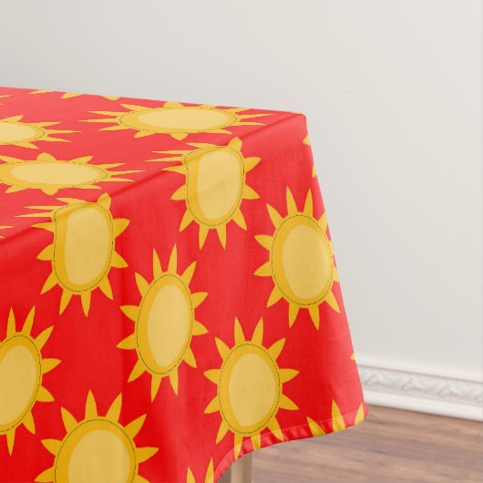 Sonnenschein-Sonnenmuster-Design auf Rot Tischdecke (Beispiel)