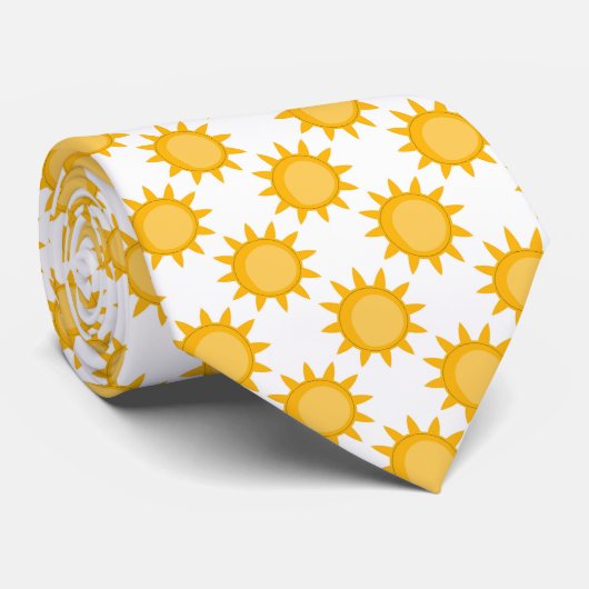 Sonnenschein-Sonnenmuster-Design auf Weiß Krawatte (Gerollt)
