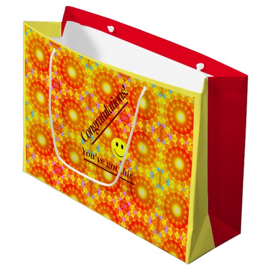 Sonnenschein-Spaß-Feier Große Geschenktüte (Vorderseite Schrägansicht)