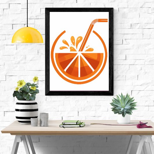 Sonnenschein-Squeeze: Orangensaft, grafisch Poster