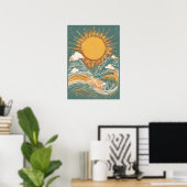 Sonnenschein über Sonnenhimmel Illustration Wand K Poster (Heimbüro)